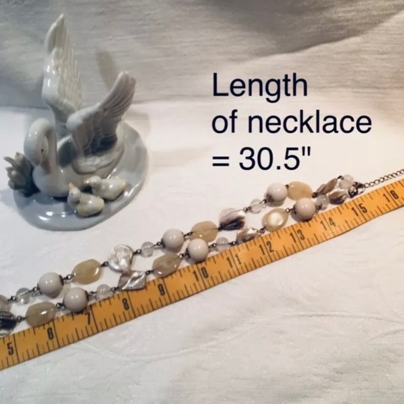 Cream Beads & MOP Pieces 30.5” Necklace - Picture 3 of 9